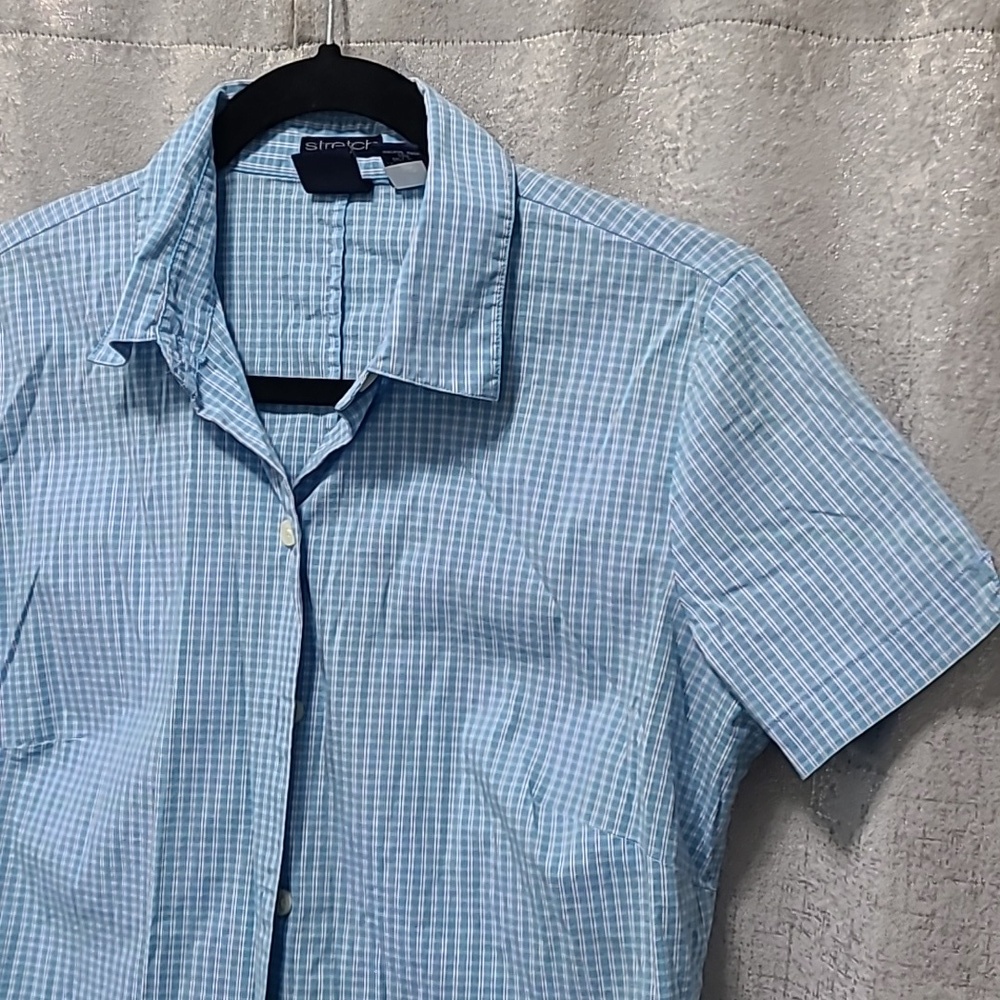 GAP Y2K Light Blue Checkered Shirt Size Small 2001 Hong Kong - Picture 8 of 8